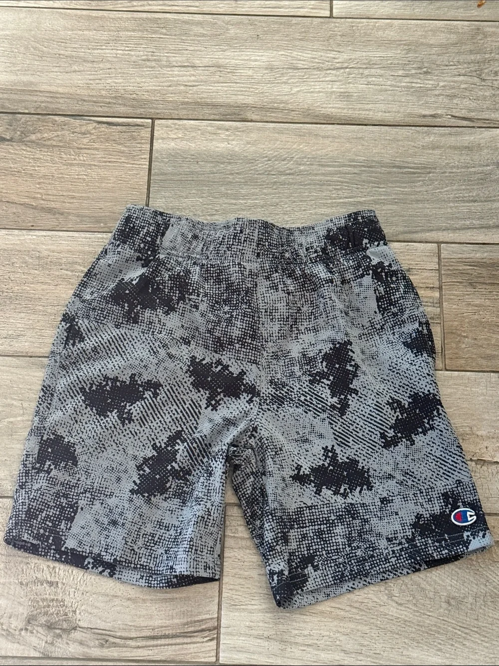 EUC Champion Black and Gray Pixel Camo Athletic Shorts